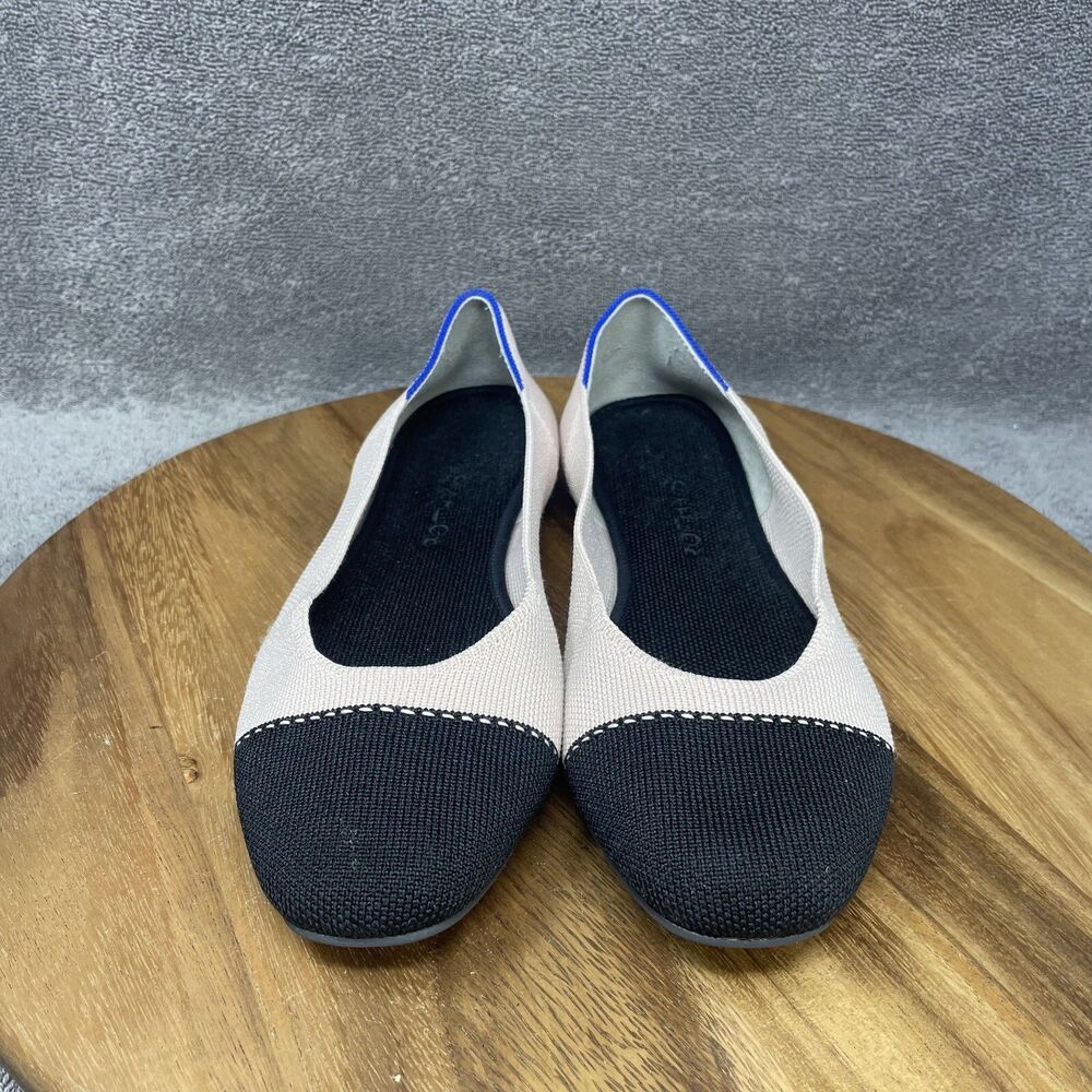 Rothy's Two-Tone Flats in Black and Cream